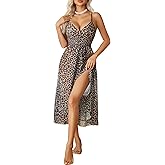 Avidlove Lingerie For Women Lace Babydoll Chemise Long Mesh Nightgown Faux Wrap V Neck Sleeveless Ruffle Hem Midi Dress
