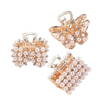 Amazon Com Numblartd 3 Pcs Vintage Alloy Pearl Rhinestone Small