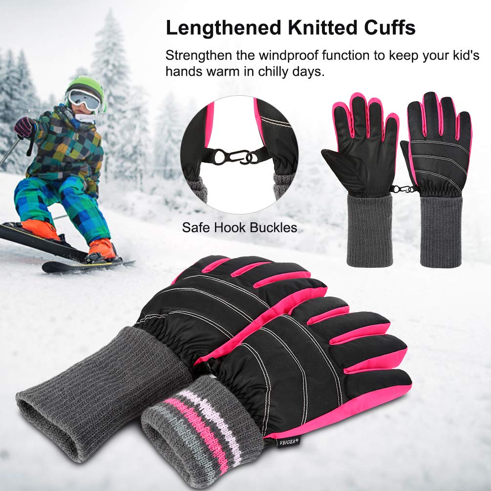 VBIGER Kids Gloves Winter Ski Gloves,Aged 6-12