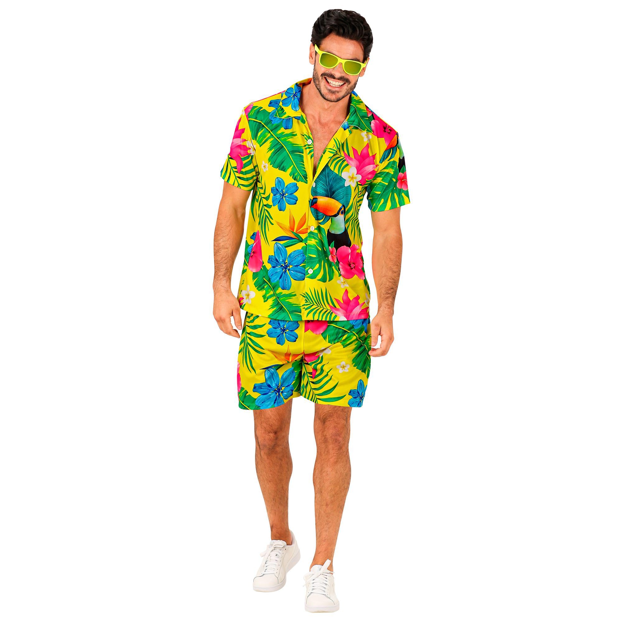 Widmann Hawaii Short Sleeve Shirt and Shorts Flower Aloha Beach Party Costume
