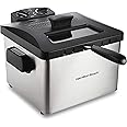 Hamilton Beach Electric Deep Fryer with Basket and Lid, 4.5 Liters / 19 Cups Oil Capacity, Temperature Control, View Window, Professional Style, 1800 Watts, Stainless Steel (35035A)
