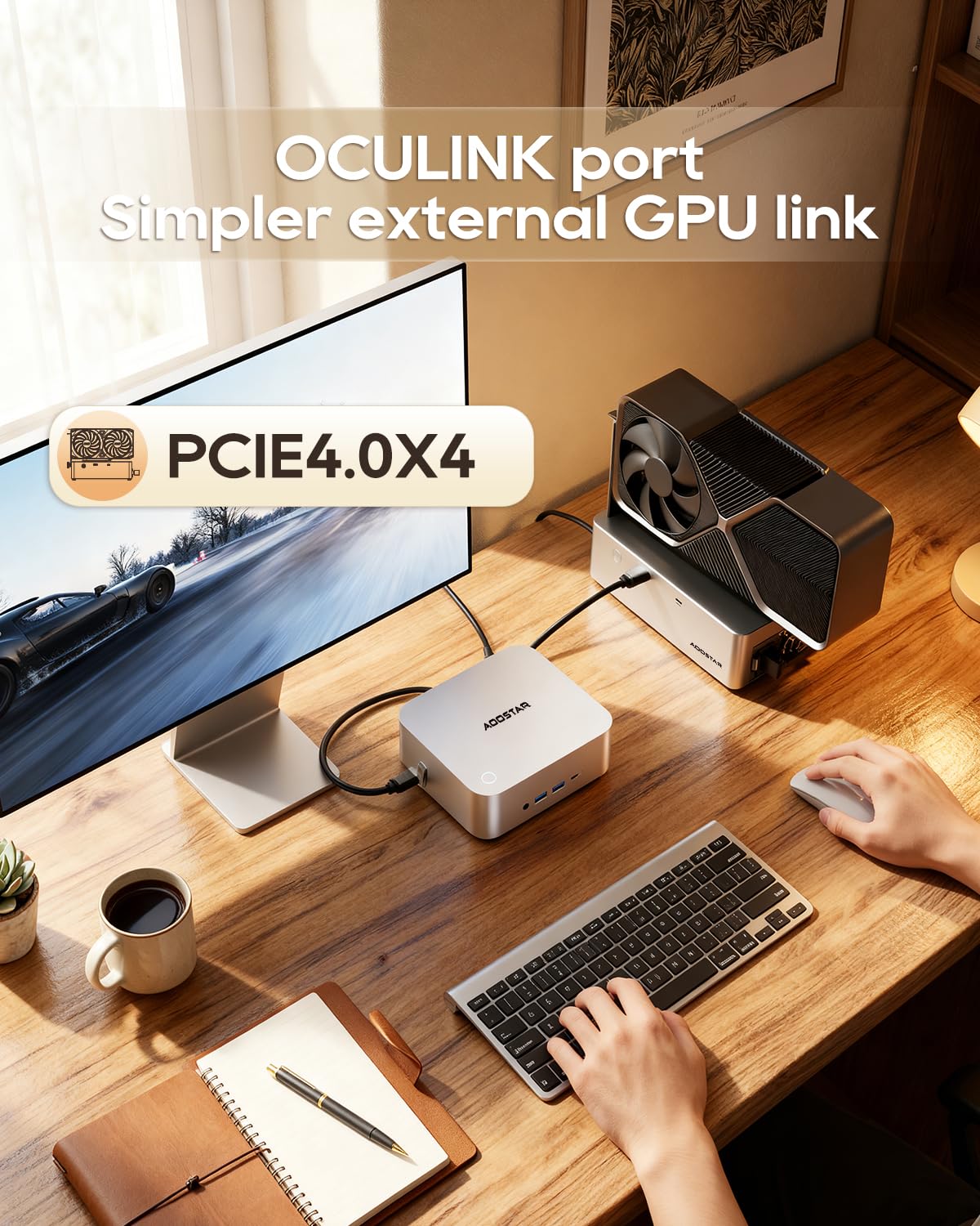 AOOSTAR MACO Mini PC Ryzen 7 H 255(bis zu 4,9GHz), 24GB DDR5 RAM 1TB M.2 SSD, Mini Desktop Computer W11 Pro Radeon 780M/OCuLink/2xUSB4/2x2,5G LAN/4K Quad-Display/Fingerabdruck für Gaming/Schule/Büro 5