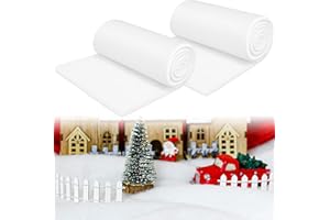 QZYL 2 PCS 3×8 FT Large Fake Snow Blanket, Faux Xmas Snow Sheet for Christmas Village Accessories, Christmas Decorations, Christmas Blanket for Winter Wonderland Decorations, White Photo Backdrop