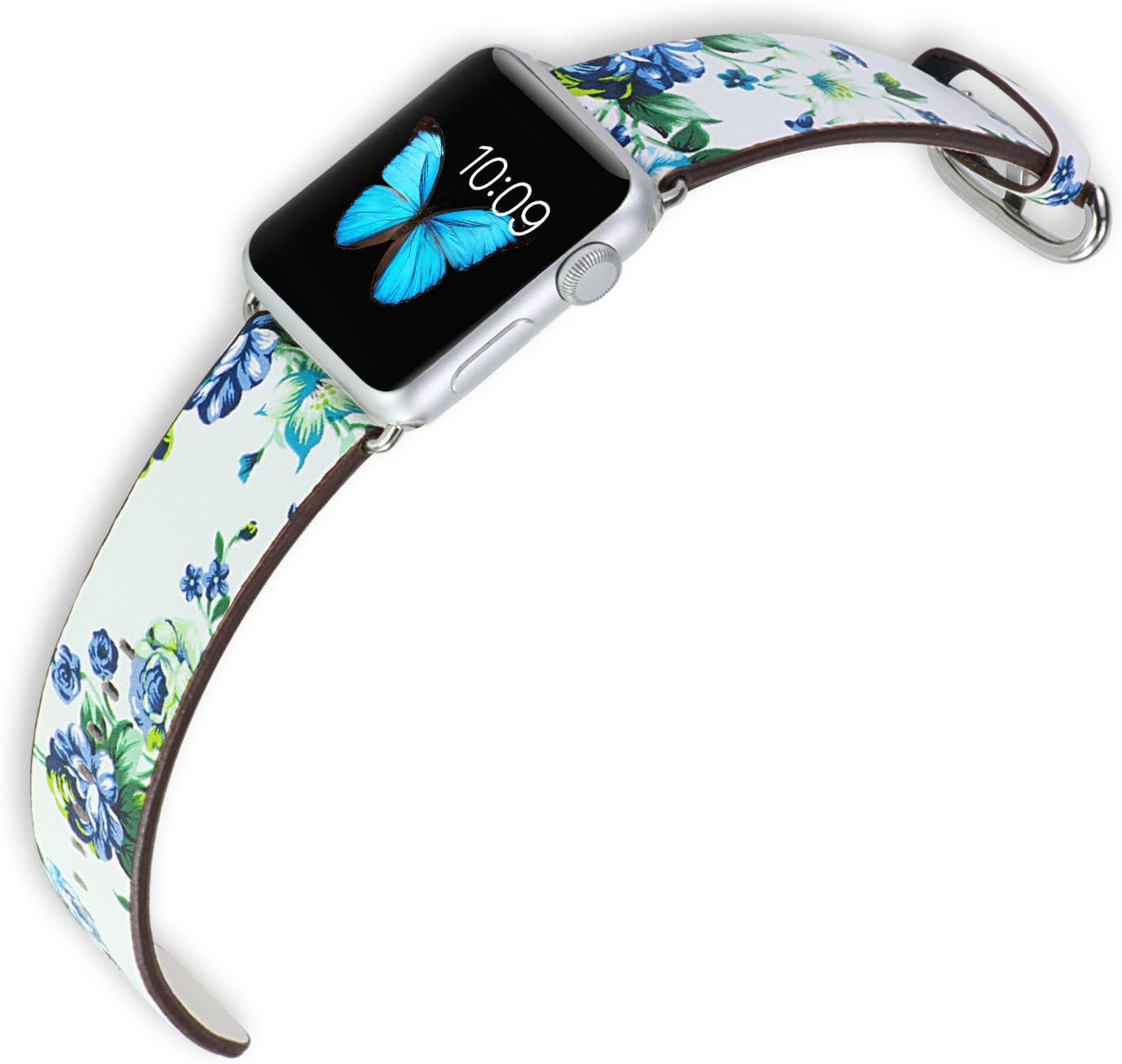 SUNKONG For Apple Watch Strap 42mm Floral Flower Painting Leather Watch Strap for Apple Watch Series 1 Series 2 Series 3 Sport and Edition Versions All Models, for Apple Watch Band 42mm