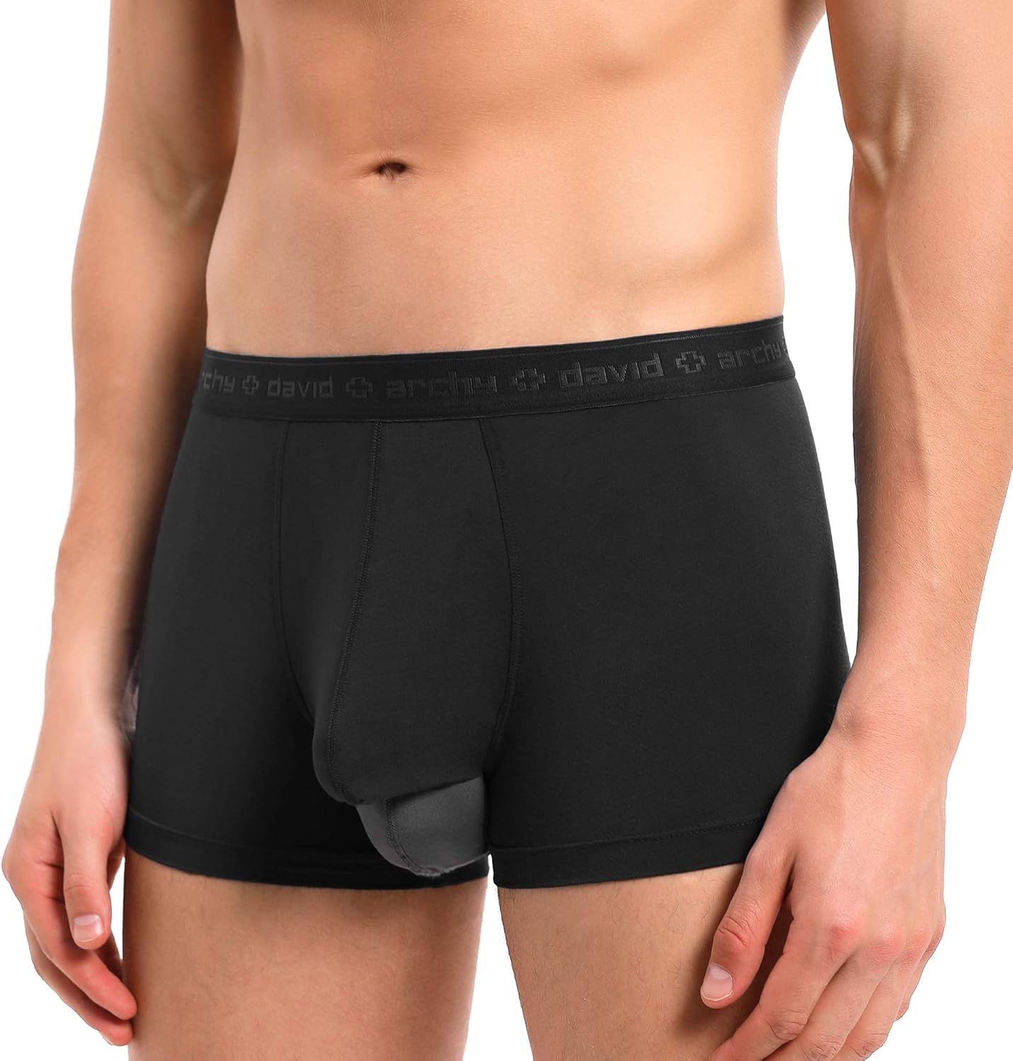 DAVID ARCHY Men's Dual Pouch Underwear Micro Modal Trunks Separate Pouches with Fly 4 Pack: Clothing