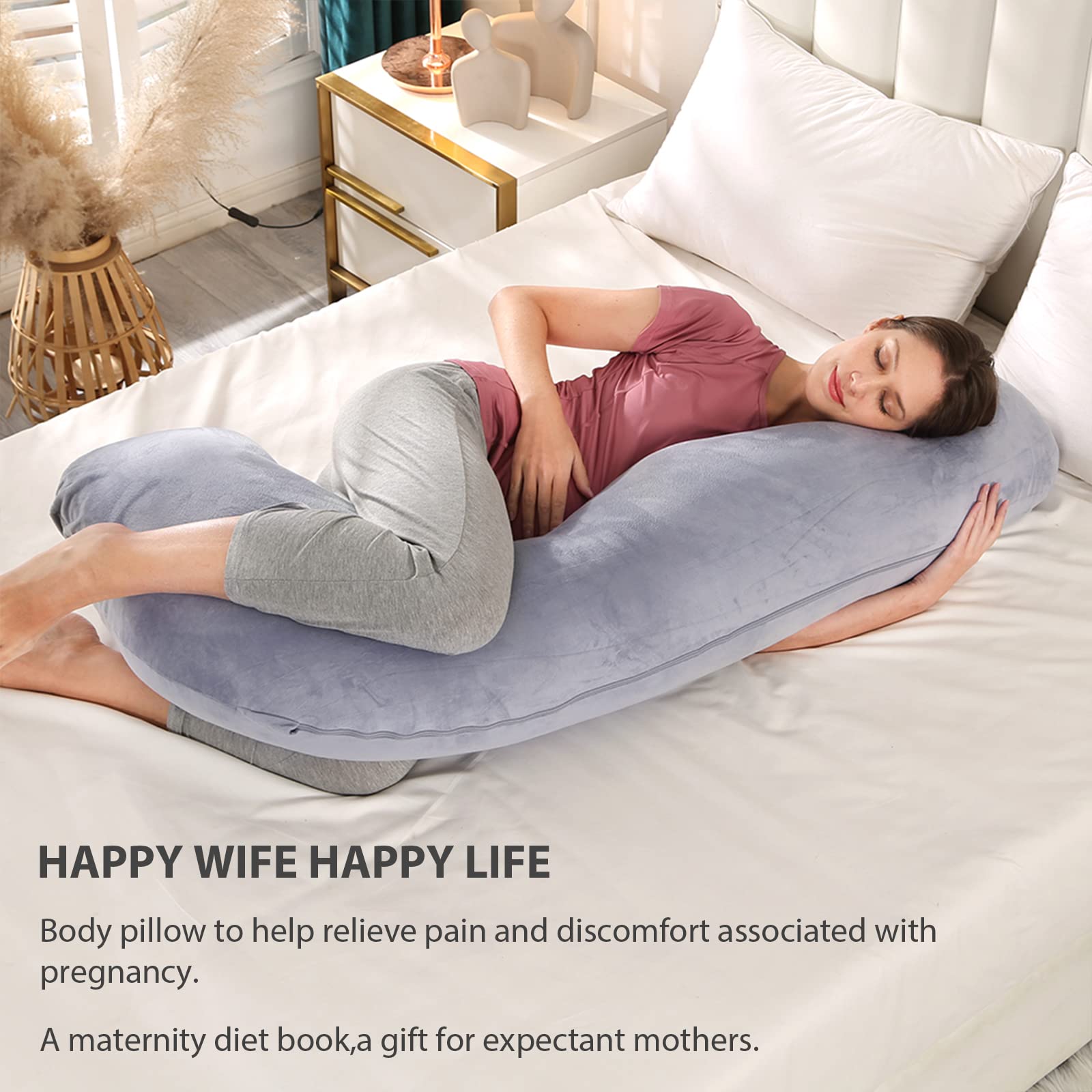 BATTOP Pregnancy Pillows for Sleeping,Pregnancy Must Haves Maternity Body Pillow with Cooling Washable Cover,New Mom Gifts for Women,Support for Back,HIPS,Legs,Belly for Pregnant Women(Dark Grey)
