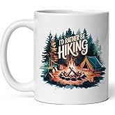 I'd Rather Be Hiking Ceramic Coffee Mug 11oz Mountain Trail Adventure Nature Backpacker - Tea Coffee Mug with Comfortable Grip - Unique Sport Gift Cup for Office Home - Vibrant Long-Lasting ID44991