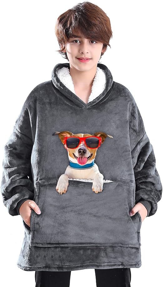 Blanket Hoodie for Kids, Oversized Hoodie Sweatshirt Blanket with Deep