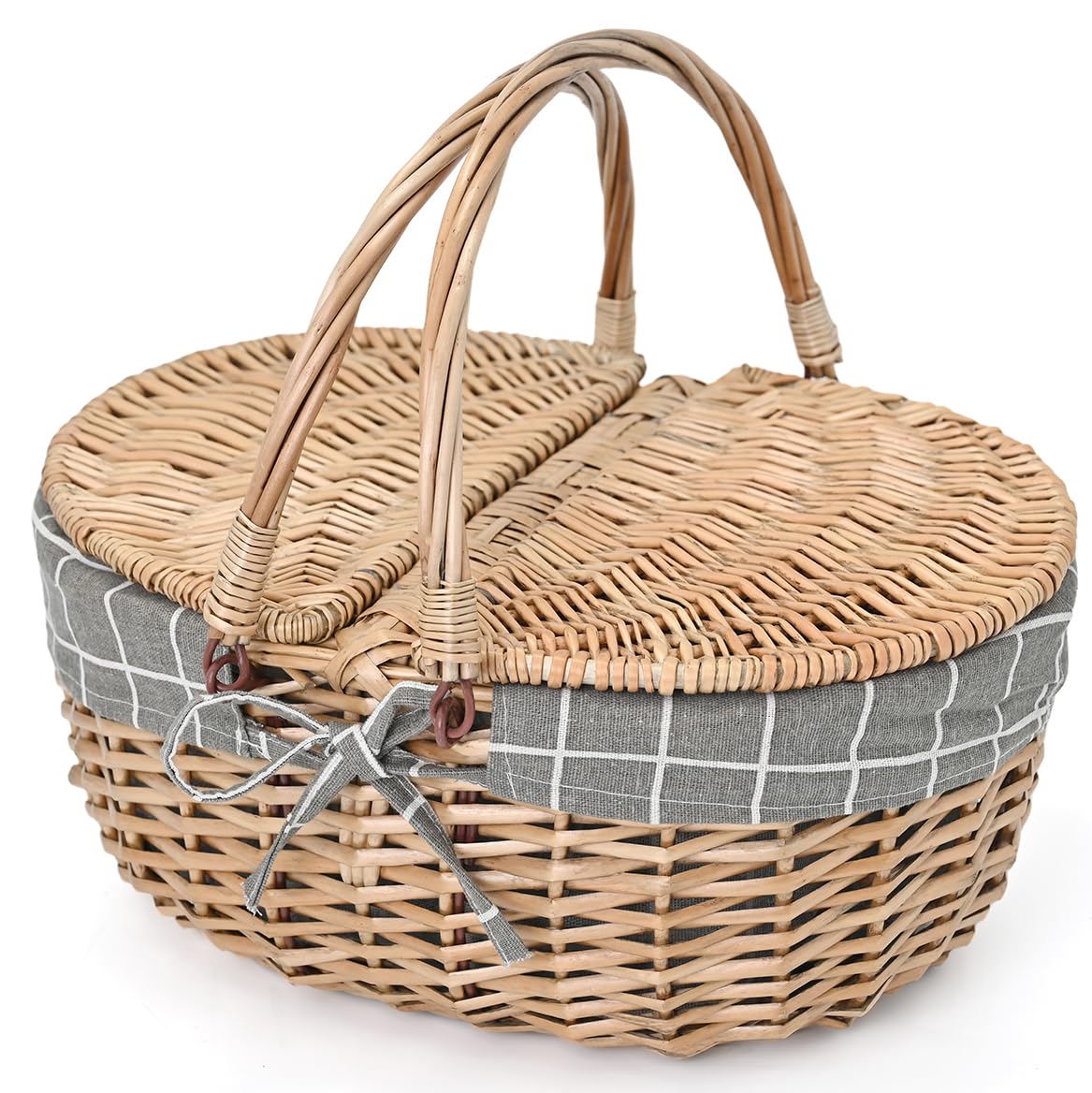 Wicker Picnic Basket with Removable Liner Empty