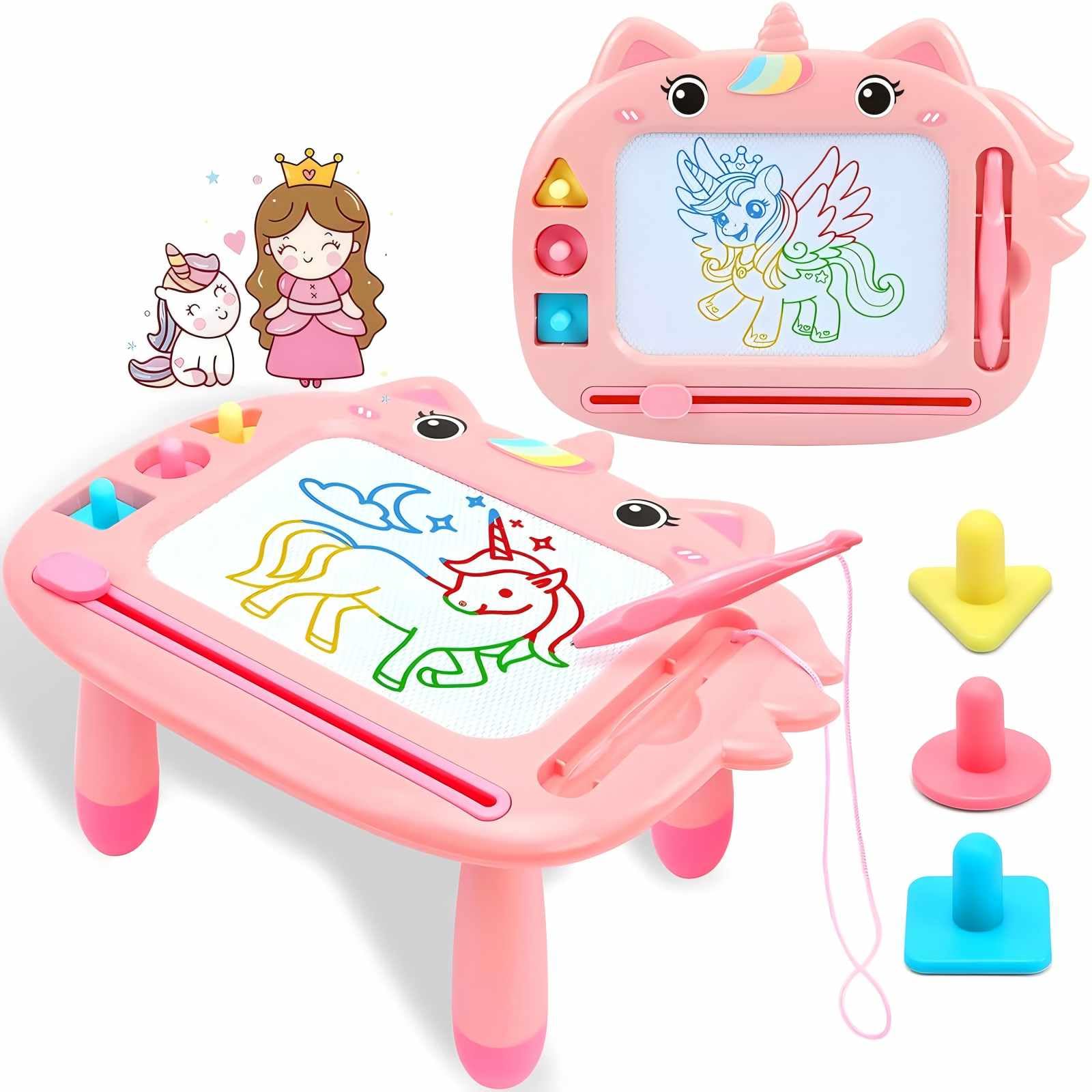 Yebebao Magnetic Drawing Board, Unicorn Baby Toys for 1 2 3 Year Old Girls Gifts for Easter, Doodle Boards Learning and Educational Toddler Toys for Kids Ages 1-3 Birthday Gifts Christmas (Pink)