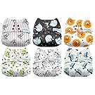 Mama Koala One Size Baby Washable Reusable Pocket Cloth Diapers, 6 Pack with 6 One Size Microfiber Inserts (Mr. Adorable)