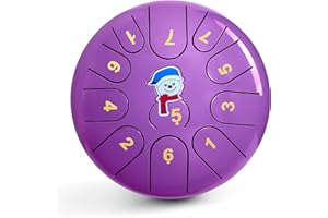 ROTHERGLI Steel Tongue Drum -11 Note 6 Inch Tongue Drum Instrument - Hand Pan Drums with Music Book, Steel Handpan Drum Mallets and Carry Bag, C Major for Meditation or Yoga,Gift for Kid or Adults(Purple)