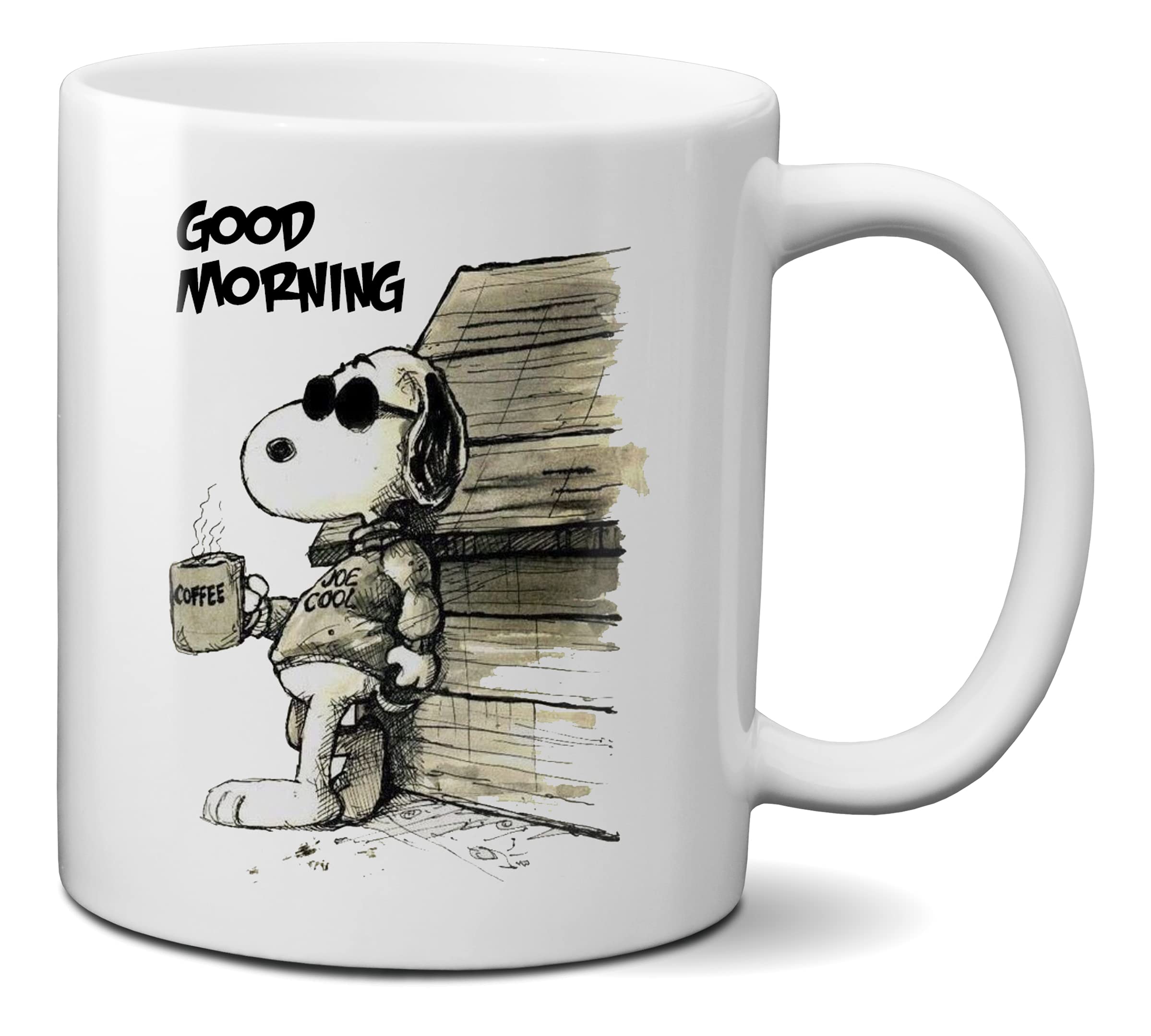 Mugtime (TM - Cartoon Good Morning - Joe Cool - Mug Cup Coffee Tea Funny Gifts Cute - Ceramic 330ml