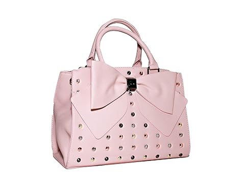 Betsey Johnson Betsey Johnson Studded Double Big Bow Blush Faux Leather Satchel Handbag Shoulder Bag