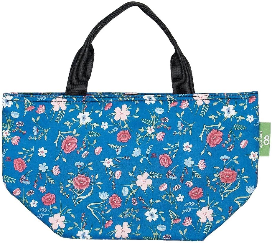 ECO CHIC Lightweight Foldable Insulated Lunch Bag Floral Navy