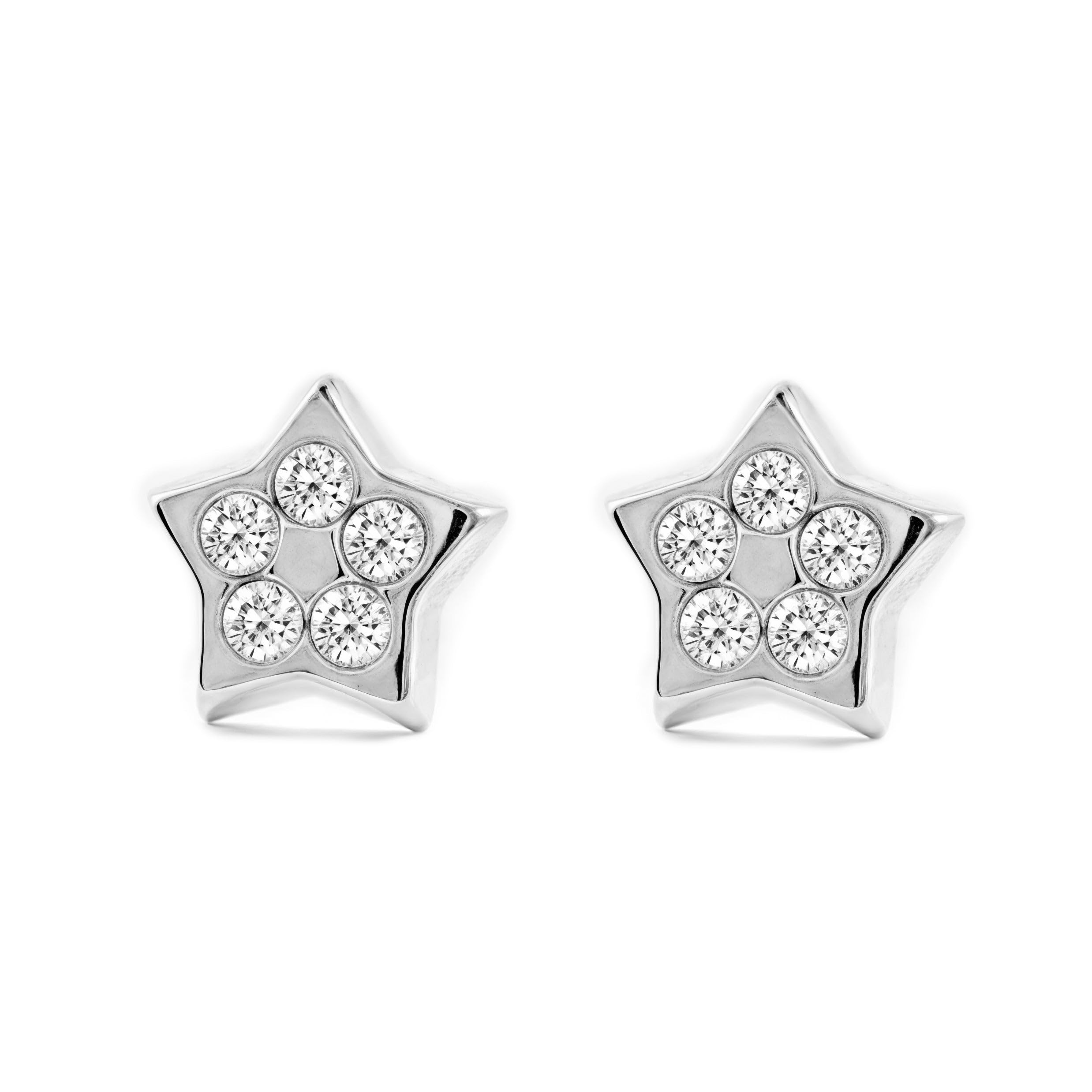 9ct White Gold Children's Stars Earrings