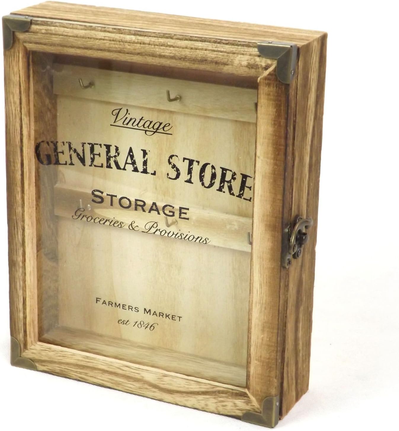 Rustic Wooden Vintage Style General Store Key Box Cupboard Cabinet - Shabby Chic