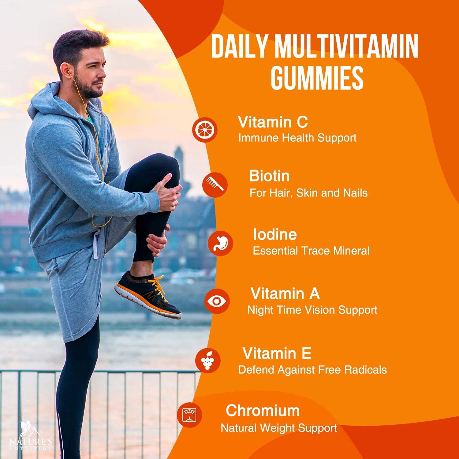 Adult Multivitamin Gummies with Vitamin C, D3 and Zinc for Immune Health Support - Natural Complete Daily Gummy Vitamin Supplement - Vegetarian Multi Vitamins for Men and Women - 60 Gummies: Health & Personal Care