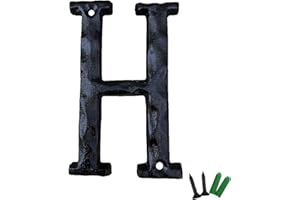 YICC 5 Inch High House Letters, Solid Cast Iron Home Address Letters, Perfect Matching Our 5.5 Inch House Numbers, Black Finished (Letter H)