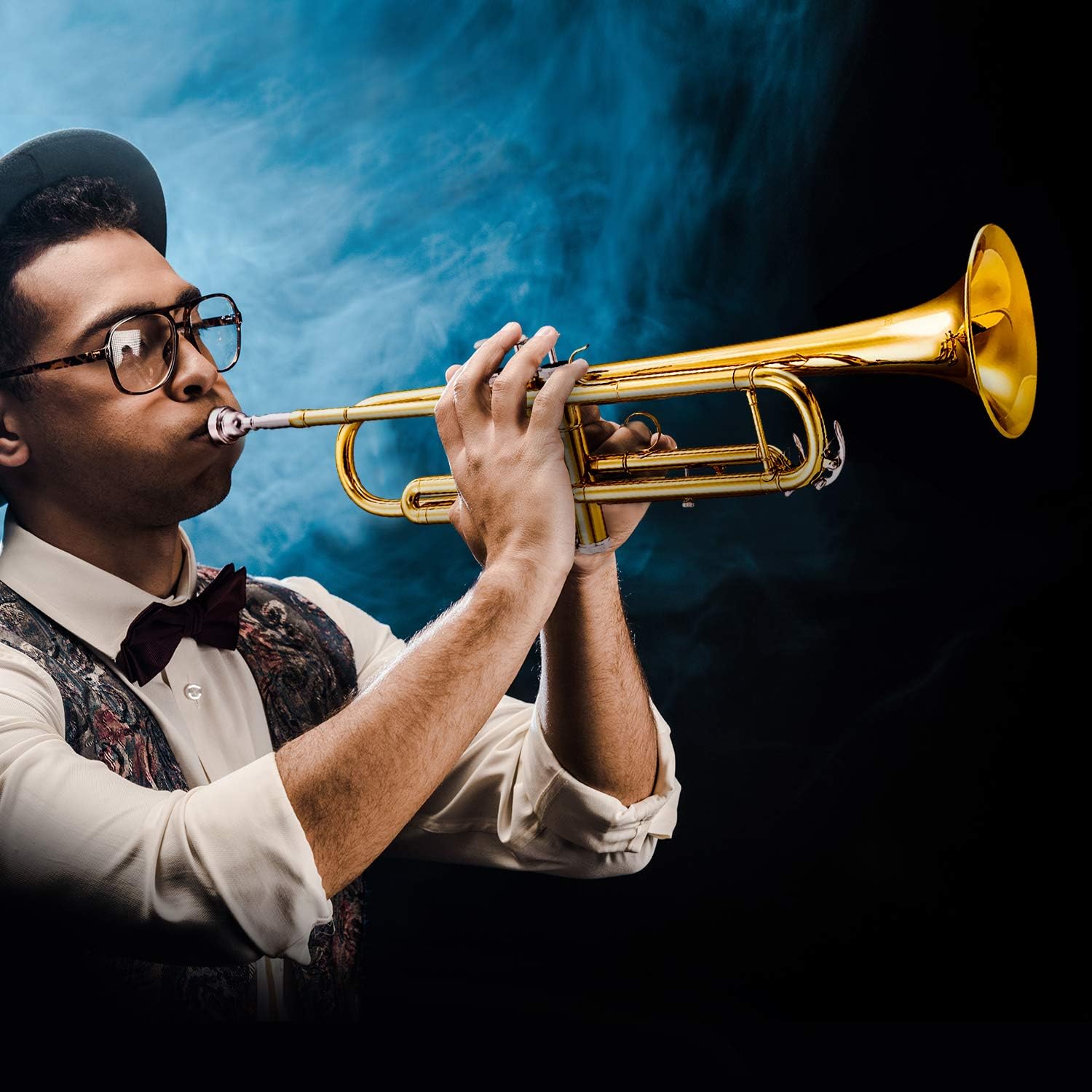Eking Standard Student Trumpet Brass Gold Bb Trumpet Beginner with Hard Case Gloves Cloth 7C Mouthpiece and Valve Oil, KTR-400: Musical Instruments
