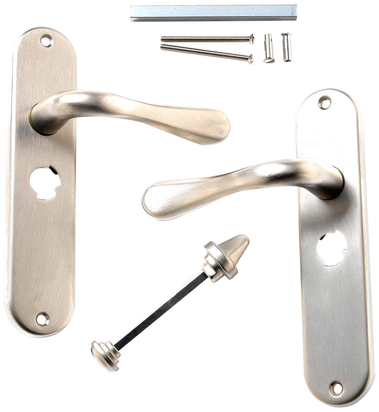 Merriway BH01295 Richmond Door Handle-Satin Nickel Privacy