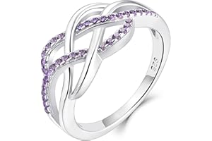 YL Celtic Knot Promise Ring for Women, Solid Sterling Silver Birthstone Engagement Infinity Band Halo Twisted Statement Jewel
