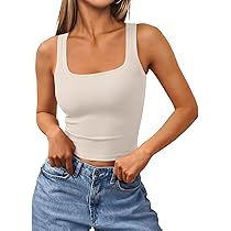 Trendy Queen Women's Summer Square Neck Tank Tops Workout
