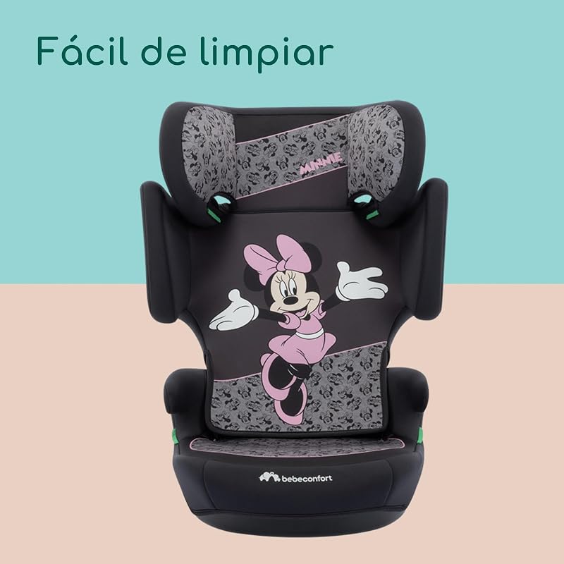 Disney RoadSafe i-Size, Asiento Elevador Coche Respaldo, 3,5-12 años (100-150 cm), Silla Coche Minnie Mouse, Instalación Cinturón Seguridad, 14 Posiciones Reposacabezas, Authentic Minnie