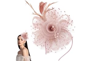SHIFANQI Fascinators Hats for Women, Tea Party Headband Fascinator with Feather & Clip for Cocktail, Bridal Wedding, Church