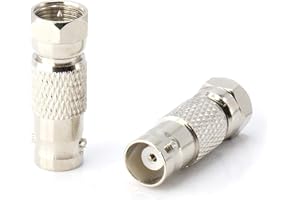 RF (F81) and BNC Coaxial Adapter - BNC Female to Male F81 (F-Pin) Connector, Adapter, Coupler, and Converter - for RG11, RG6,