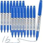 Cgerma Permanent Markers Fine Point, 16 Pack Blue Fine Tip Permanent Markers Set, Quick Drying, Fade Resistant, Works on Plastic, Wood, Stone, Metal and Glass For Home, Office, School