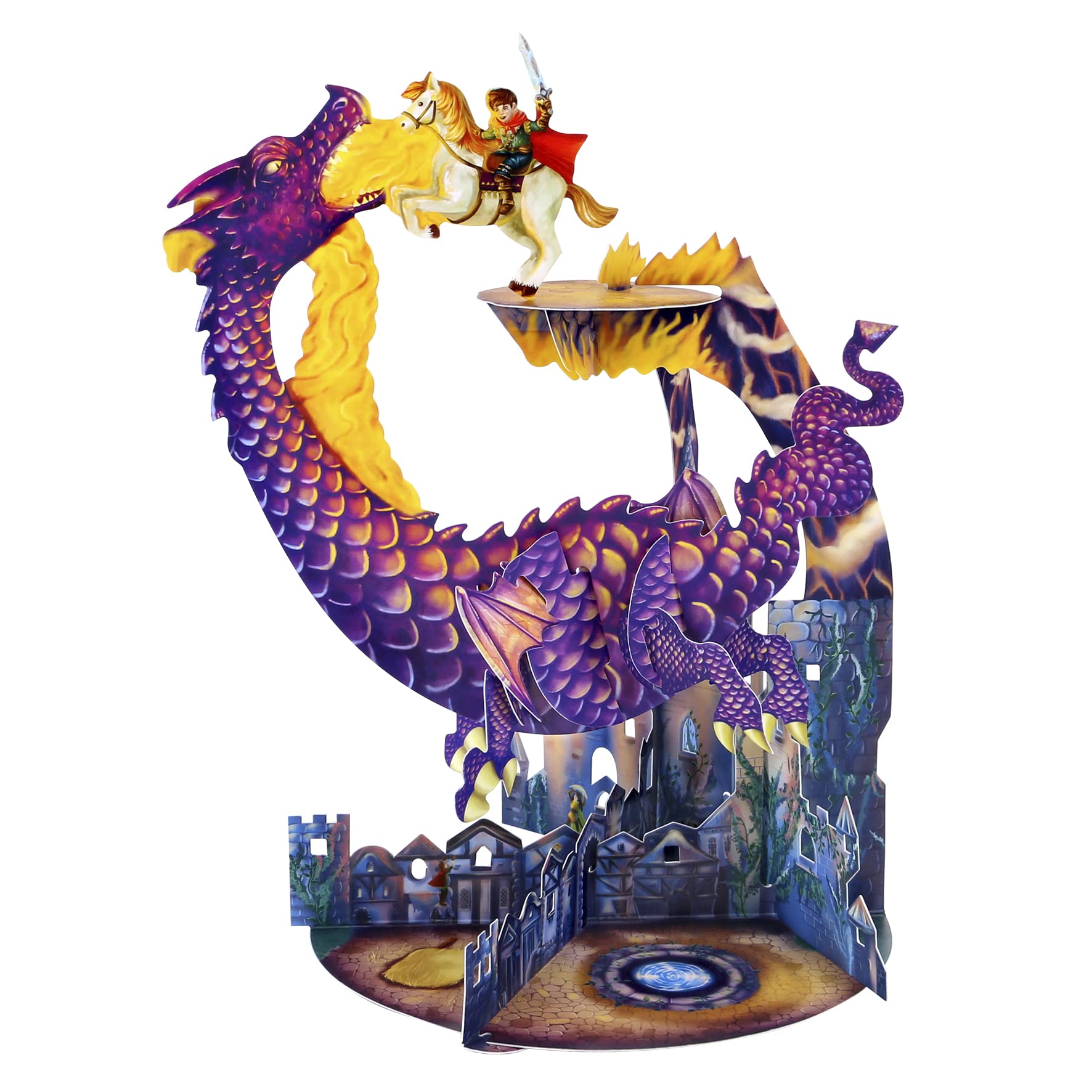 SANTORO Pendulum, 3D Pop Up Greeting Card - Dragon And Knight - For Kids, For Boys, For Him, Birthday | Myth, Tale, Story, Folklore, Fable, Books