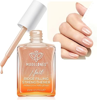Modelones 8 in 1 Ridge Filling Nail Strengthener 15ml Nude Glitter