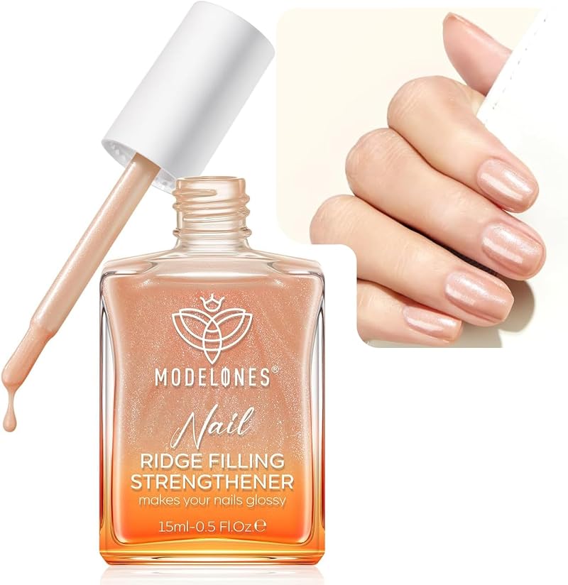 Modelones 8 in 1 Ridge Filling Nail Strengthener 15ml Nude Glitter