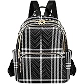 zyrtty Mini Backpack for Women Black White Plaid Checkered Stripe Small Purse Daypacks Stylish Bags Lightweight Travel Backpacks for College Shopping Work Dating