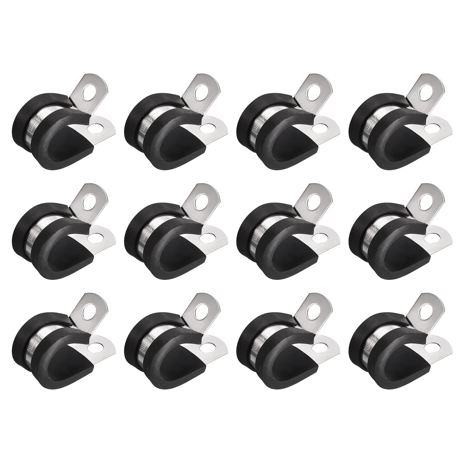 Photo 1 of uxcell 12Pcs 9/16 Inch(14mm) Cable Clamp 304 Stainless Steel Rubber Cushioned Insulated Clamp R Shape Metal Clamp for Tube Pipe Wire