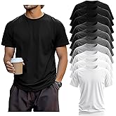 Evervibe 10 Pack Men's Big and Tall Shirt Short Sleeve Cotton Tee Loose Fit Top