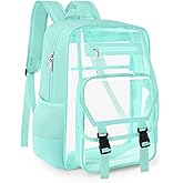 Soimeat Clear Backpack Heavy Duty, Fabric & PVC Transparent Bookbag, See Through Backpacks with Reinforced Strap for Women Men, Large Capacity Clear Backpack for College, Travel, Security, Green