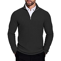Amazon.com: COOFANDY Men's Quarter Zip Sweaters Slim Fit