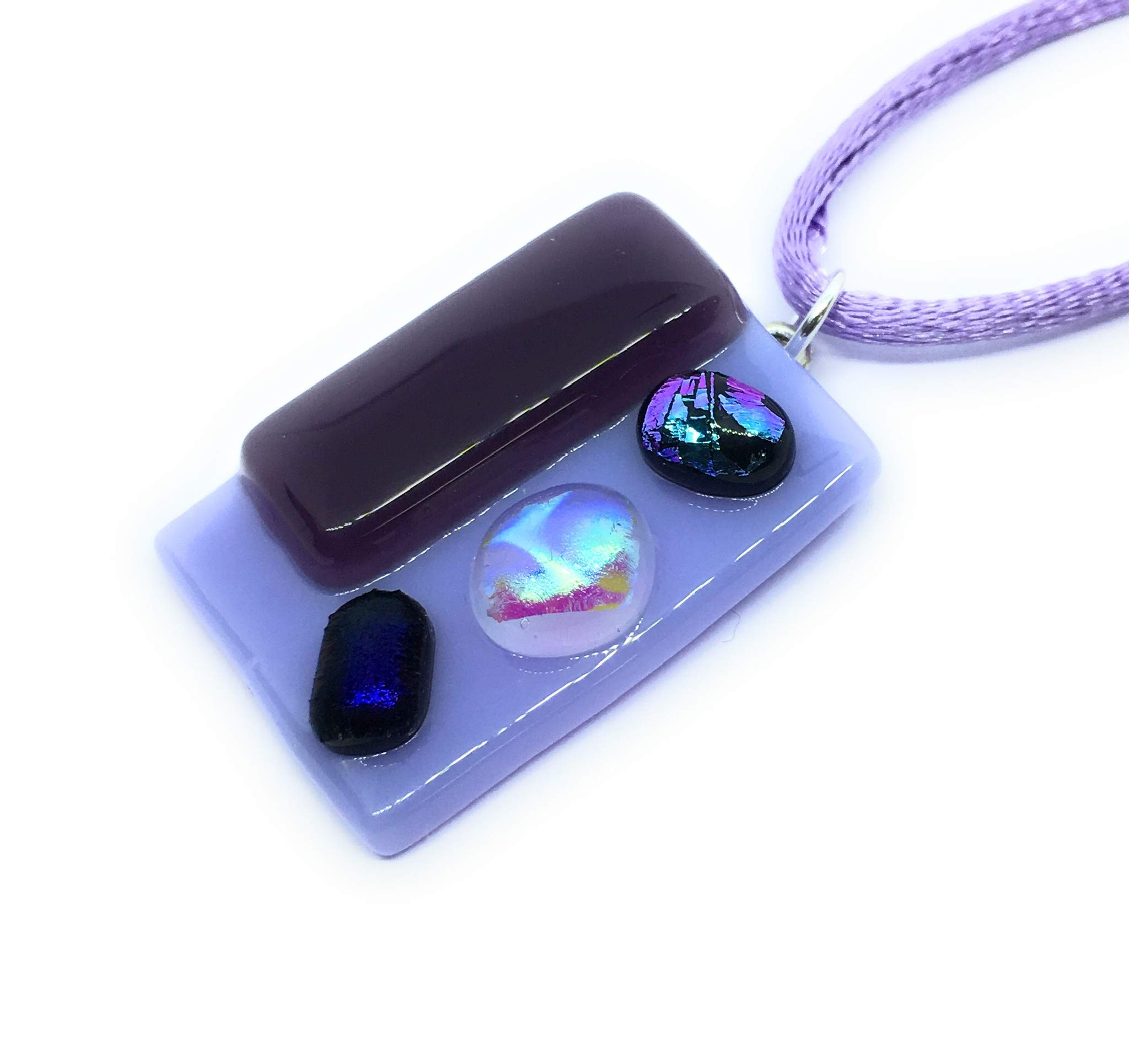 Glass Pendant, Dichroic Glass Pendant, Handmade Glass Pendant, Rainbow Pendant, Multicoloured Pendant, Mosaic Pendant, Heart Pendant - 3cm x 2cm