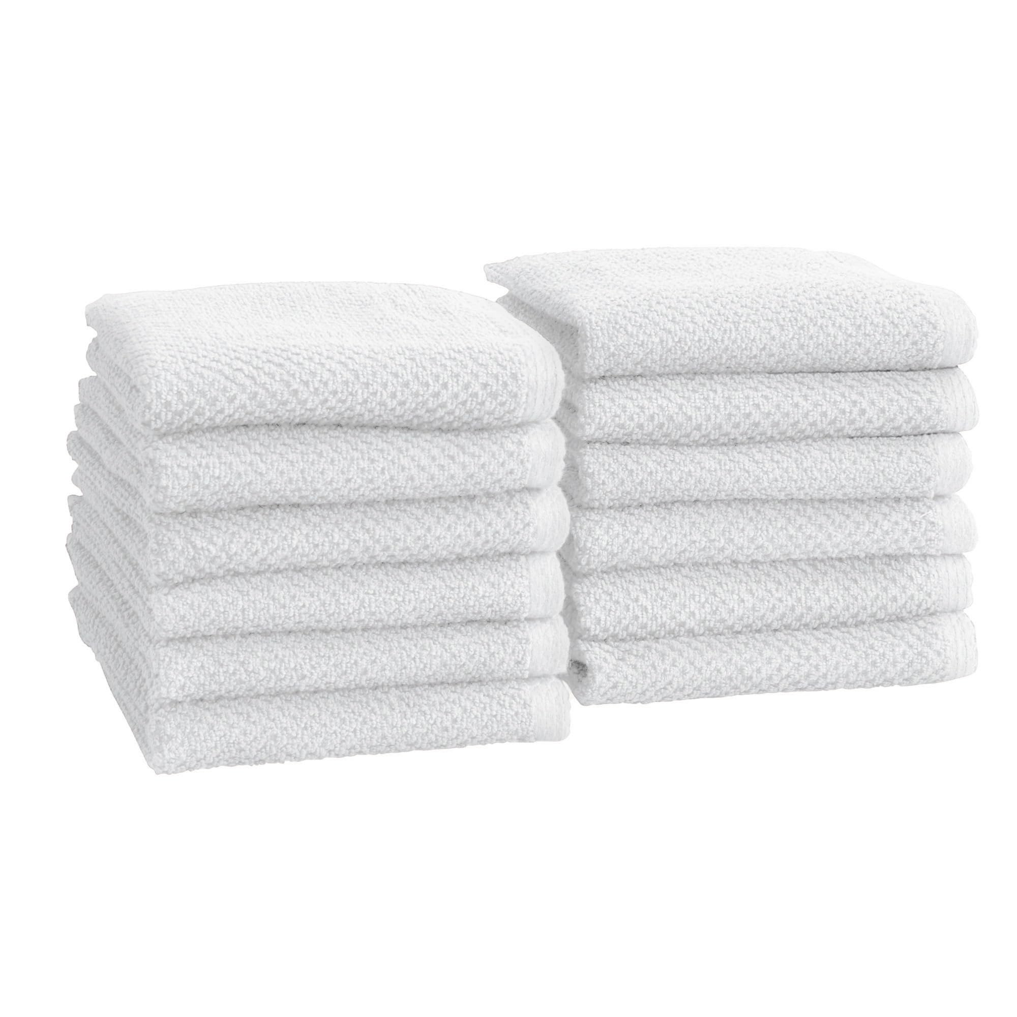 Great Bay Home 100% Cotton 12-Pack 13x13 Wash Cloth - Absorbent, Quick-Drying, Durable Face Towels for Bathroom Decor - Low-Twist, Two-Ply Fibers (Optic White)
