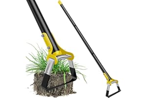 Hoe Garden Tool 47.2inch, Stainless Steel Incisive Stirrup Loop Hoe with Triangle Head and Long Handle, Ergonomic Adjustable 