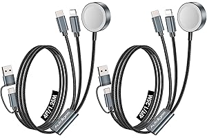 AUTALLGEE 2Pack Travel Essentials for Apple Watch Charger,3 in 2 USB C Cable for Multi Charging Cable Cord,Vacation Camping RV Essentials Portable Designed for iWatch &iPhone 17-11 -4FT ﻿