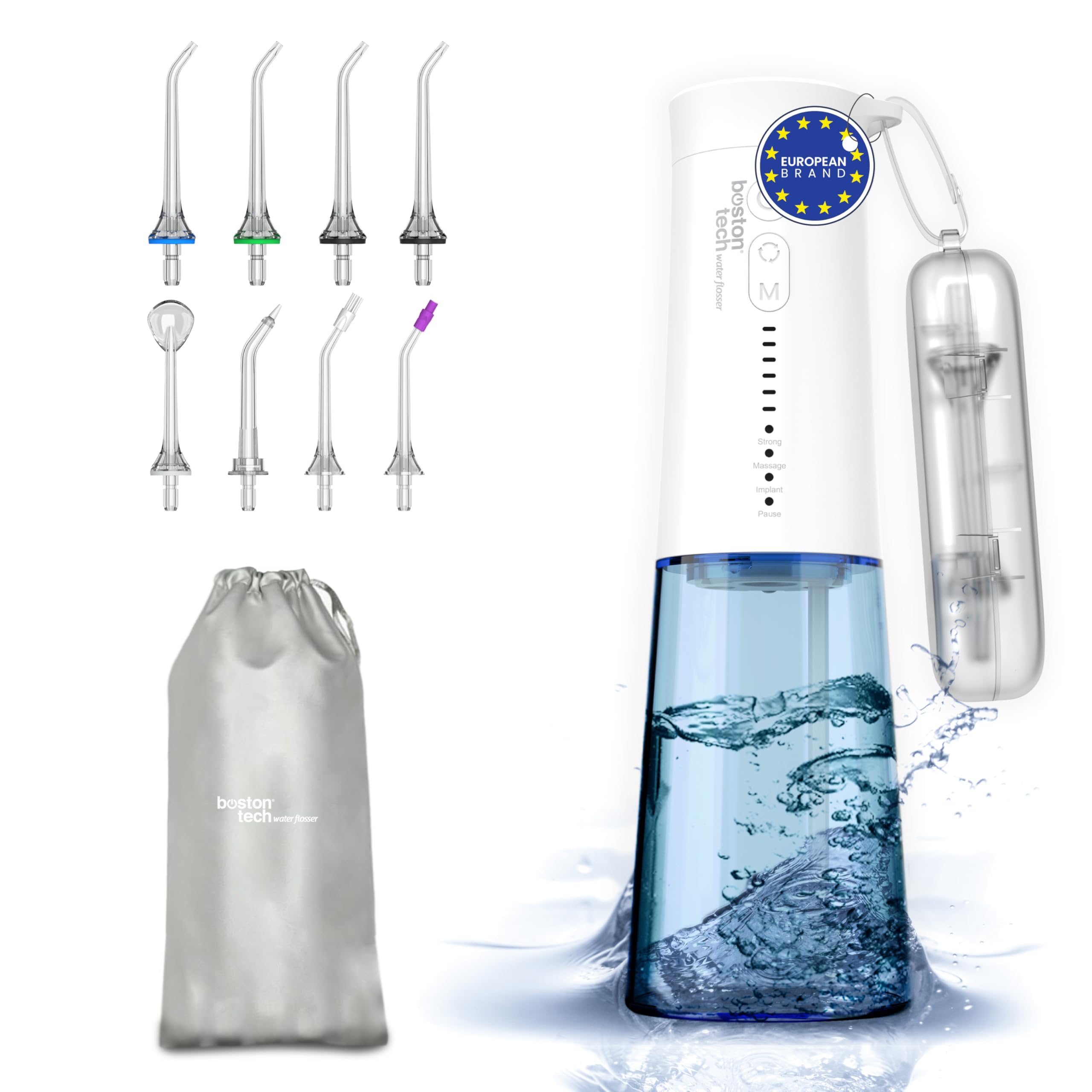Cordless Water Flosser for Teeth – Aquapik® UltraCare ONE | 4 Modes & 6 Pressure Levels | 250ml Tank & USB Rechargeable | 8 Nozzles | for Implants, Braces & Gum Health | European Brand