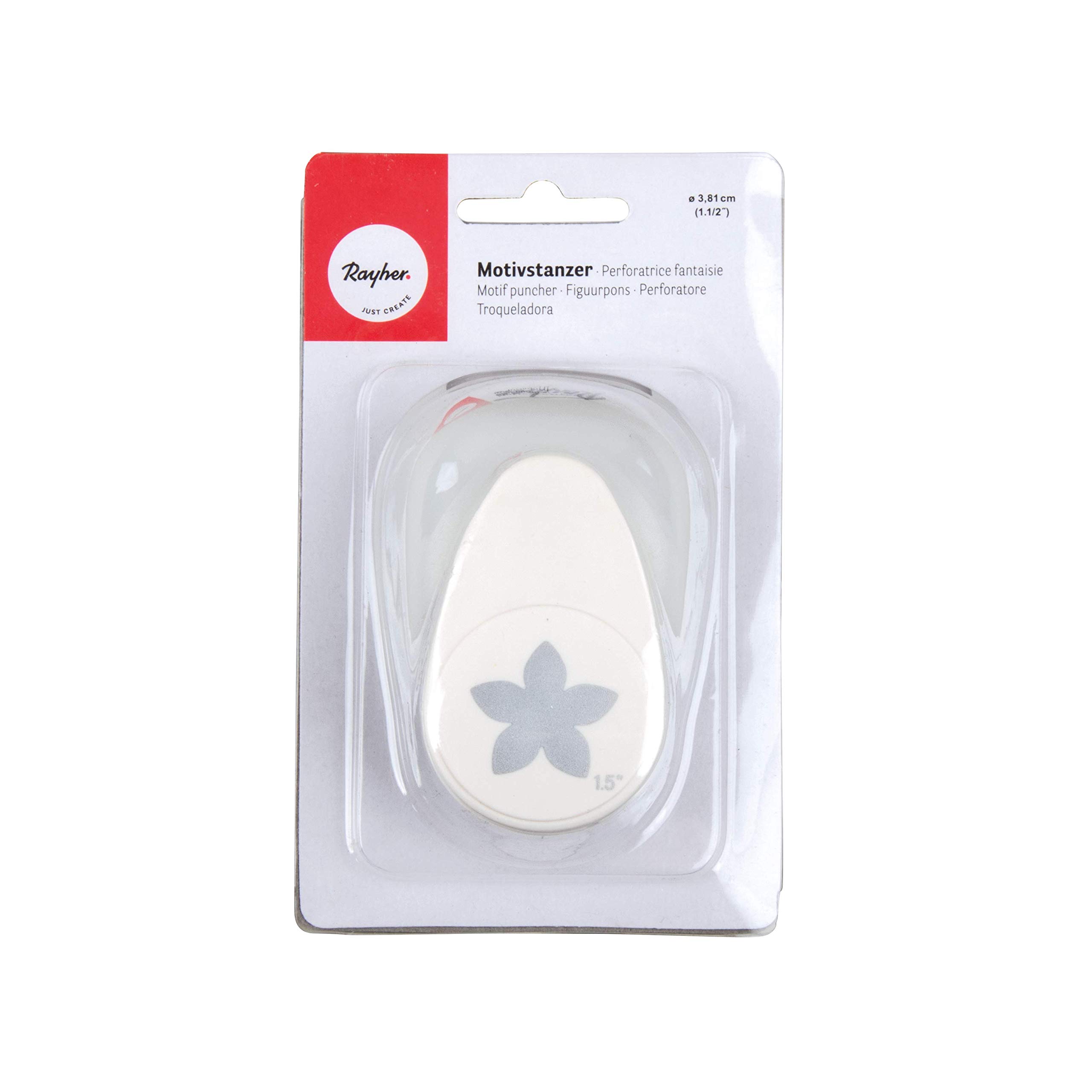 Rayher Paper Craft Punch with Flower Design, Lever Punch for Card Making and Scrapbooking, 2.54cm, 1", 89837000