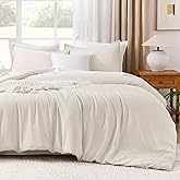 Litanika Comforter Set, Lightweight Solid Bedding Comforter Set, Fluffy Down Alternative Bed Set, Beige, Queen