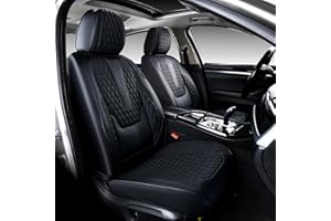Coverado Front Seat Covers, Car Seat Covers Front Seats, Nappa Leather Seat Covers for Cars, Waterproof Seat Covers with Lumb