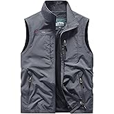 ROAMUNCH Lightweight Outdoor Vest Jacket for Men, Windbreaker for Golf, Safari, Travel, Fishing, Hiking
