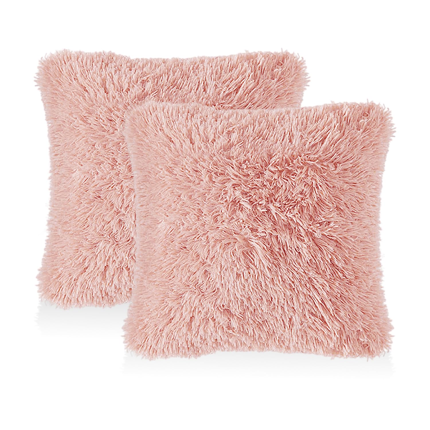 TYGFRT 2 Plush Pillowcases, Pink Cushion Cover, Fluffy Soft, Comfortable Square Pillowcase, 45 * 45cm