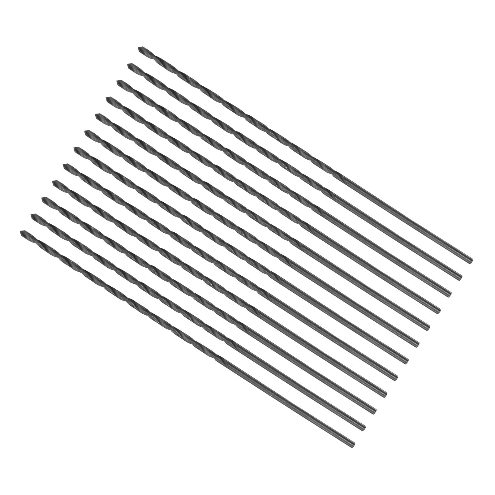 CoCud Twist Drill Bits, 1mm Drilling Diameter, Black Oxide High Speed Steel Extra Long Straight Shank - (Applications: for Stainless Steel Alloy Metal), 12-Pieces